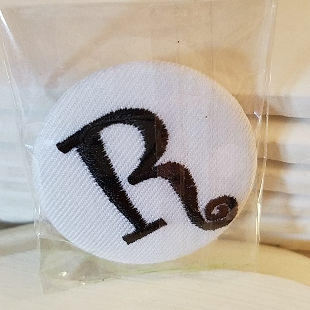 R Black & White Button Pin